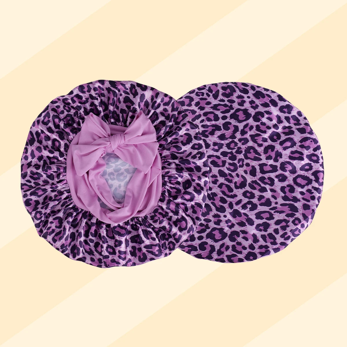 Satin Bonnet Leopard Print with a Tie Band