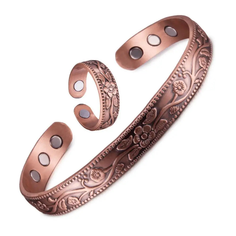 Retro Flower Ring & Bracelet Set