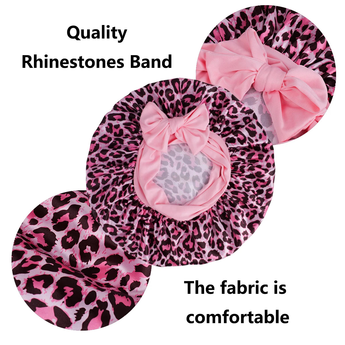 Satin Bonnet Leopard Print with a Tie Band