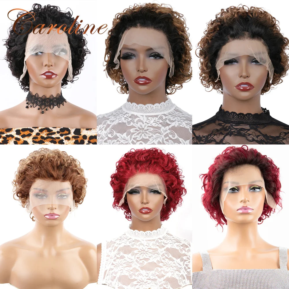 Pixie Cut Curly Human Hair Lace Front