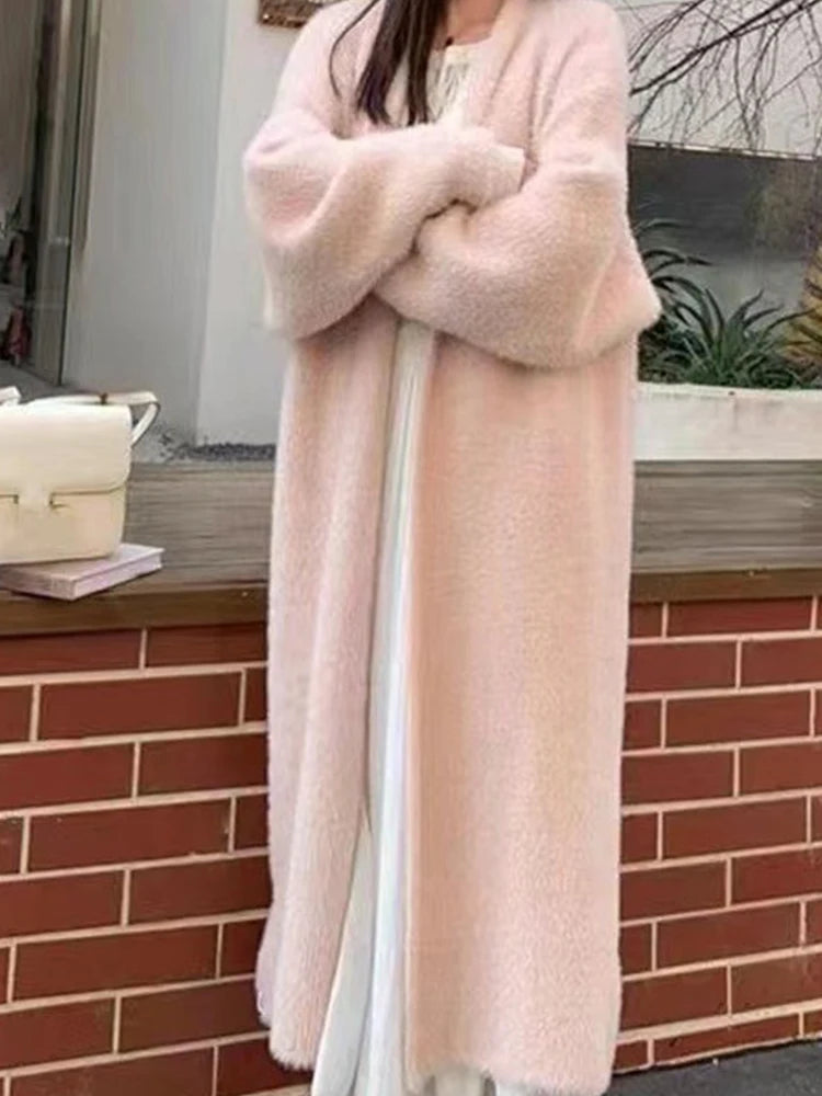 Warm Long Thickened Women Cardigan Coat