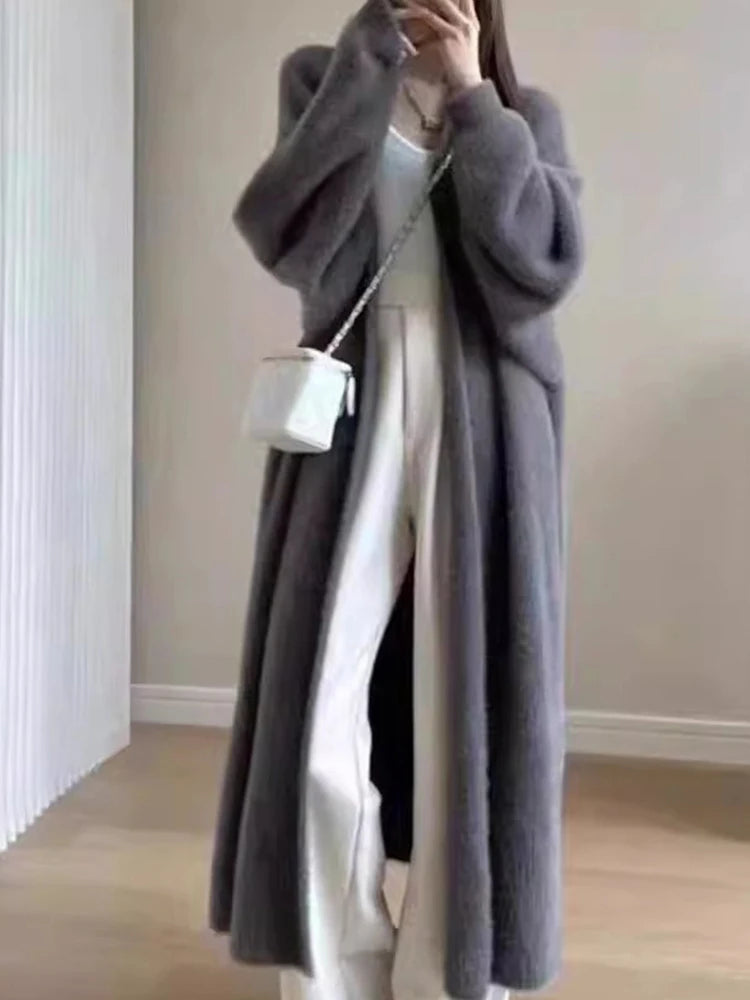Warm Long Thickened Women Cardigan Coat