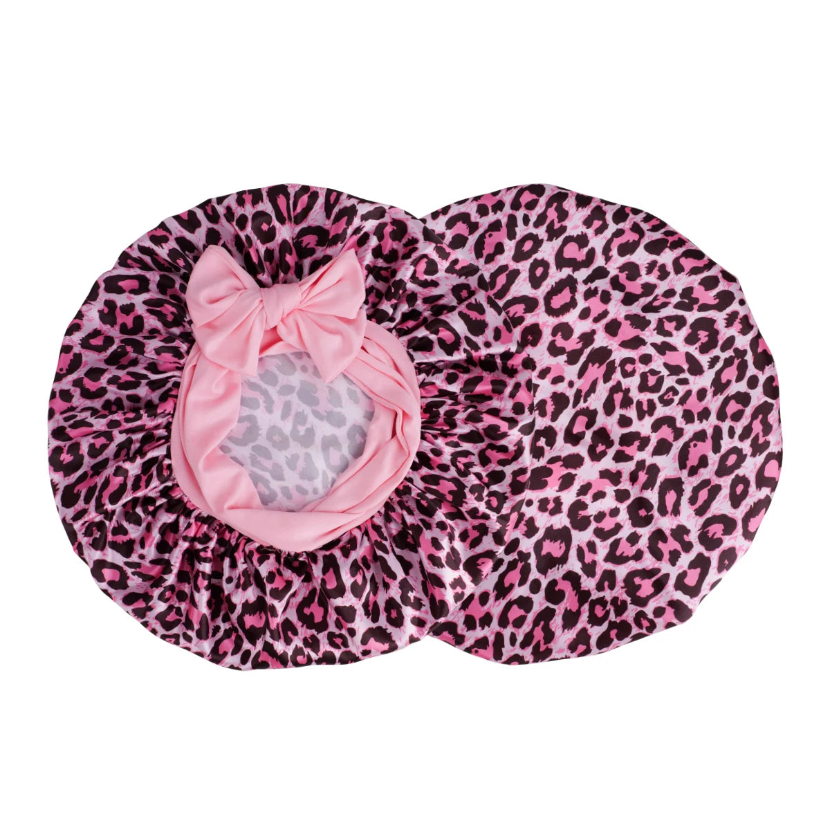 Satin Bonnet Leopard Print with a Tie Band