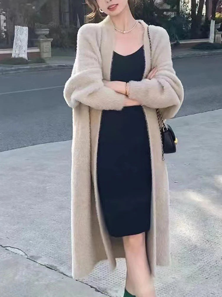 Warm Long Thickened Women Cardigan Coat