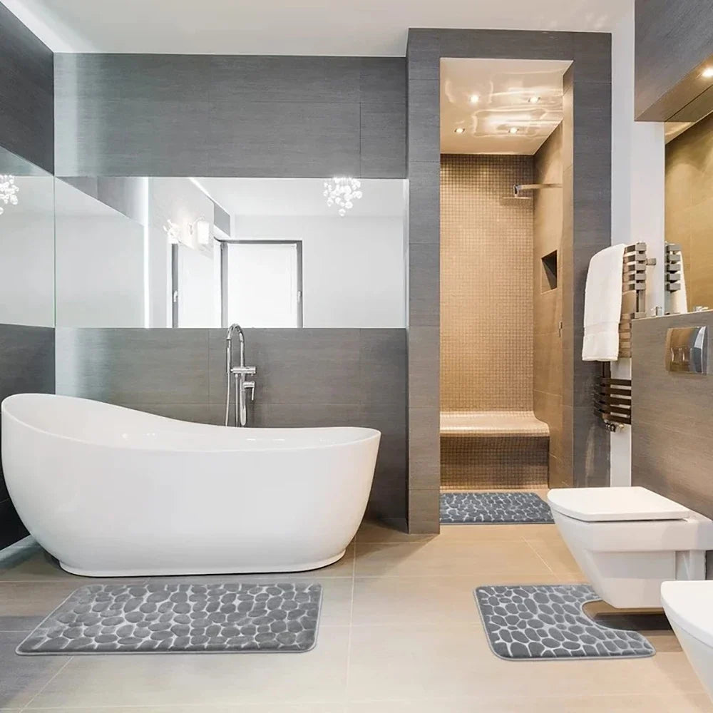 Set of 3 Bathroom Bath Mat Set