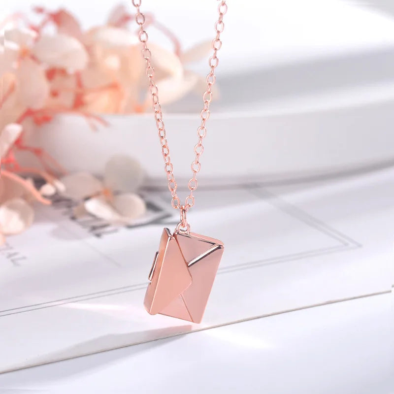Assorted color Envelope Locket Necklaces with Love you Message