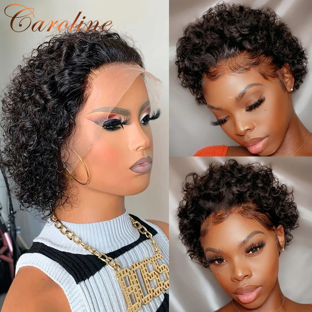 Pixie Cut Curly Human Hair Lace Front