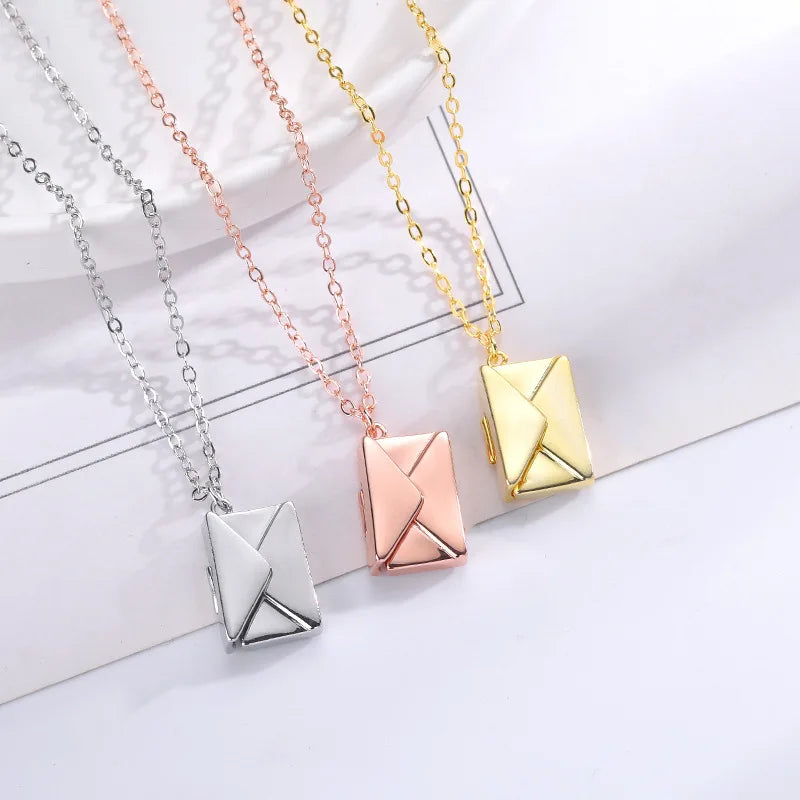 Assorted color Envelope Locket Necklaces with Love you Message
