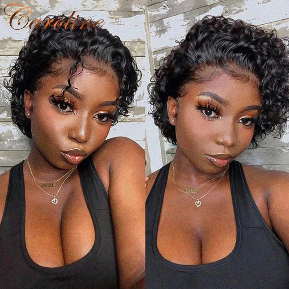 Pixie Cut Curly Human Hair Lace Front