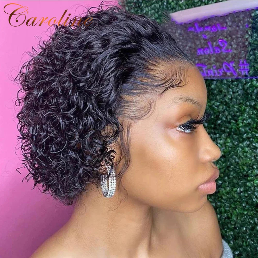 Pixie Cut Curly Human Hair Lace Front