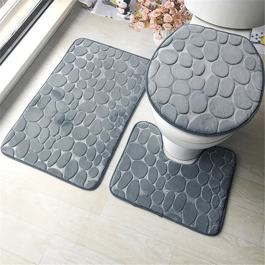 Set of 3 Bathroom Bath Mat Set