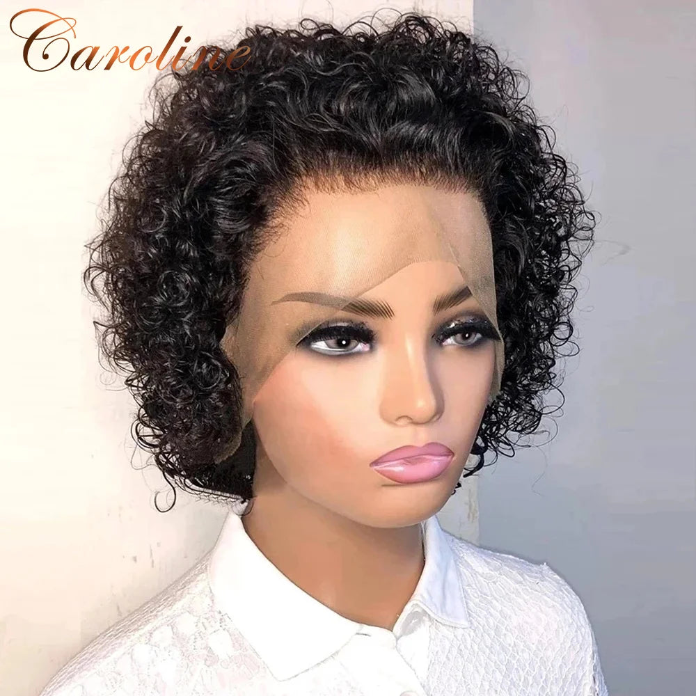 Pixie Cut Curly Human Hair Lace Front