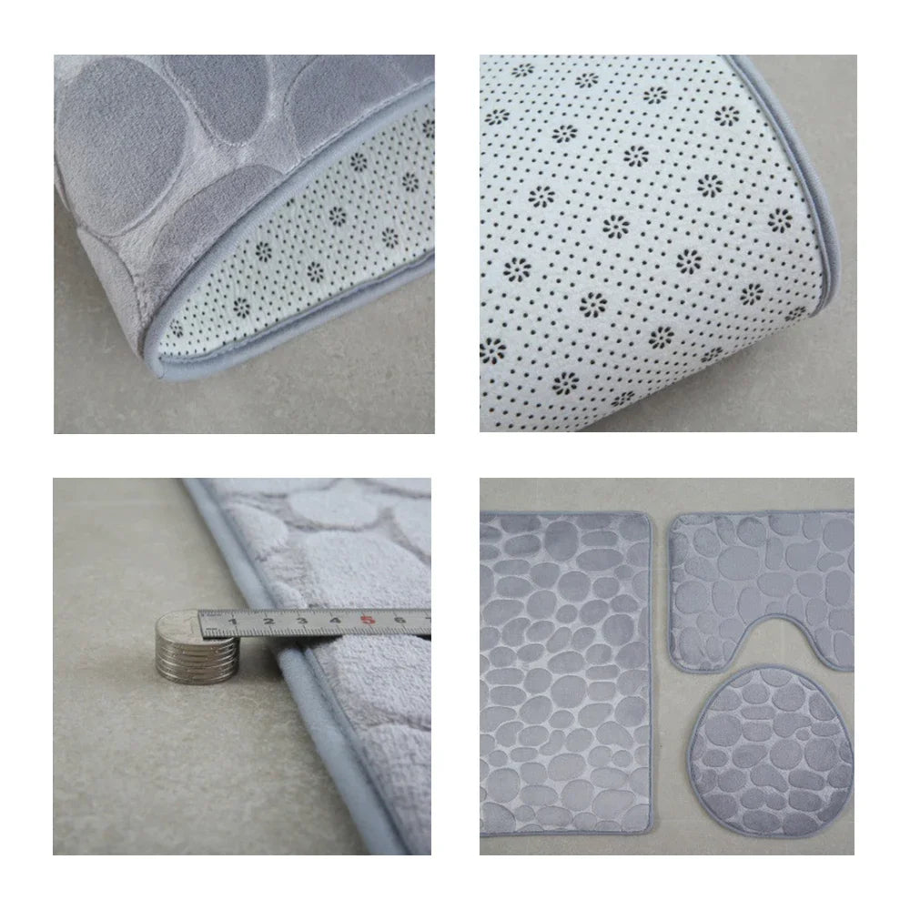 Set of 3 Bathroom Bath Mat Set