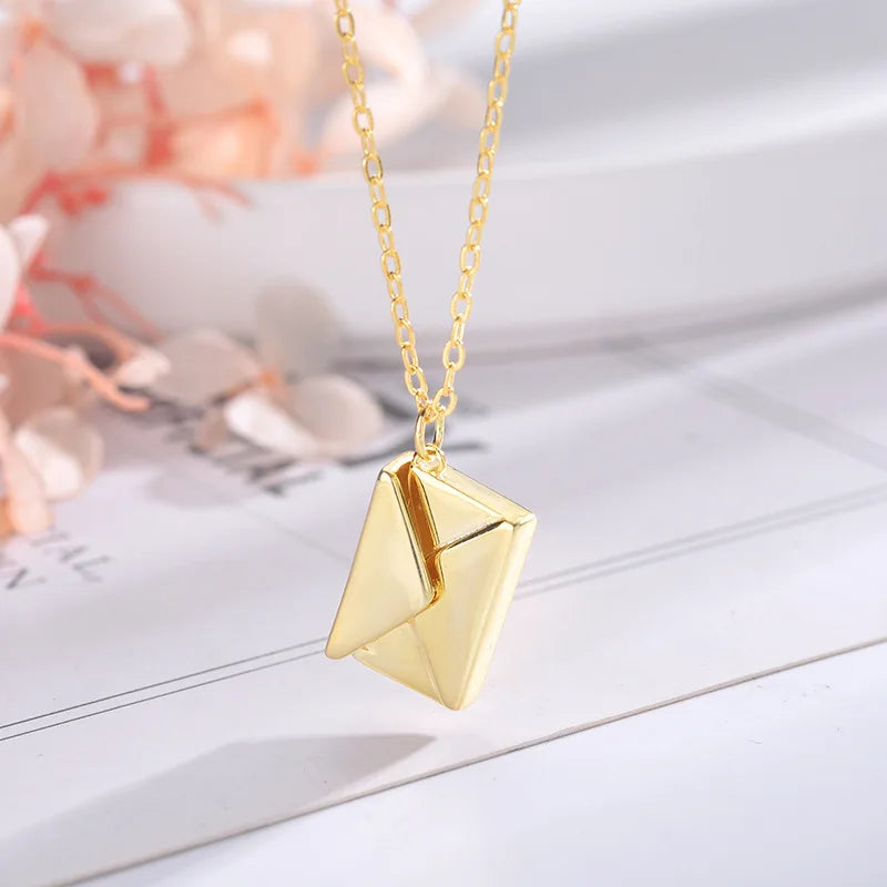 Assorted color Envelope Locket Necklaces with Love you Message