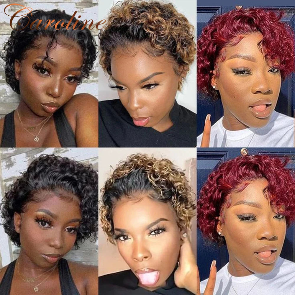 Pixie Cut Curly Human Hair Lace Front